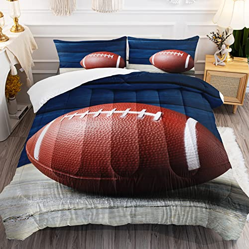 BSNTHO American Football Bedding Set - Queen Size Sports Comforter with 2 Pillowcases - Lightweight Ultra Soft