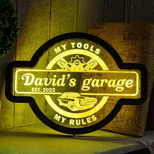 zouwii Insegna Al Neon Per Garage Personalizzata, Segno LED Del Garage, Cartello Luminoso Per Garage,segno Di Garage Personalizzato Per Uomo,garage Segno Per Papà,regalo Garage Personalizzato