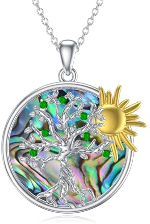 VONALA Collana con albero della vita, in argento Sterling 925, da donna, con ciondolo a forma di sole dorato, per amanti, idea regalo per ragazze, feste, Argento sterling