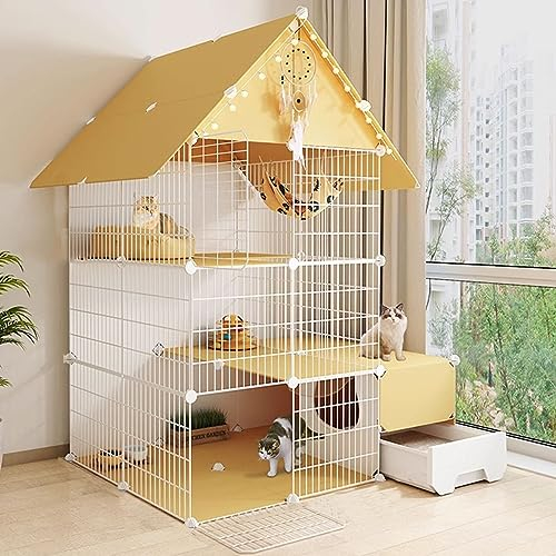 XIAOZHUANGXIONG Katzenkäfig Outdoor XXL, Großer Katzenkäfig, Übungsplatz for 1-3 Katzen, Zubehör: Katzenhängematte, Katzentoilette, Katzenleiter (Size : 3 Layer)