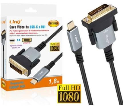 OISE ART STORE Trade Shop - Cavo Video Adattatore da Type-c USB Tipo C A Dvi Full HD 1080p 1,8 Mt Tpc-dv24