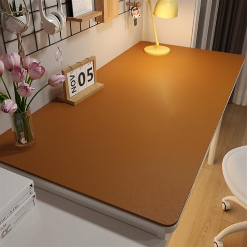 LIVEINU Schreibtischunterlage, PU-Leder-Schreibtischmatte, Multifunktionales Office Mousepad Laptop Schreibunterlage, Tisch-Schutz Unterlage für Büro Zuhause, Braun, 50x80cm