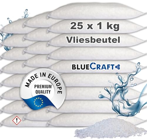 Bluecraft - 25x 1 kg Luft-Entfeuchter Granulat im Vliesbeutel Nachfüllpack Raumentfeuchter ohne Strom Feuchtigkeitskiller