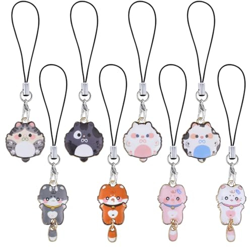 BEEFLYING Niedliche HandyAnhänger Kawaii Dinosaurier, 8 Stück | Landschafts-Charms-Riemen Y2K-HandyAnhänger Zubehör für Handytasche SchlüsselAnhänger Airpods Kamera Dekor