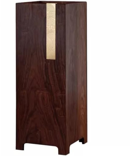 Regenschirmständer Holz Rechteckiger Regenschirm Halter Im Retro-Stil, Kreativer Hotel-Standstil, Regenschirmeimer, Dekorativer Messinghaken(Dark Brown)