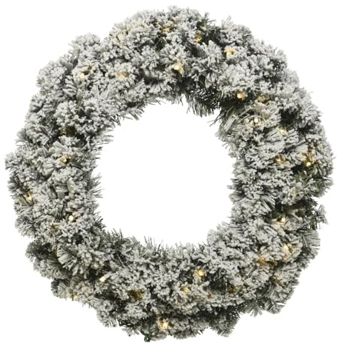 LED Tannenkranz Türkranz Advent beschneit beleuchtet Timer Batterie grün (50cm)