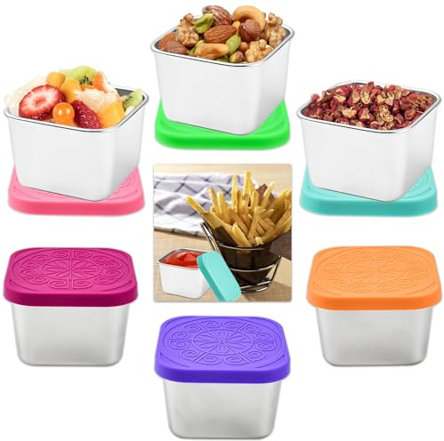 GZCZCC 6 Stück Auslaufsichere Frischhaltedosen 180ML Frischhaltedosen mit Deckel Snack Behälter Party Mini Camping Plastik Dosen Set für Soßen Snack Behälter Edelstahl für Soßen, Dips und Gewürze