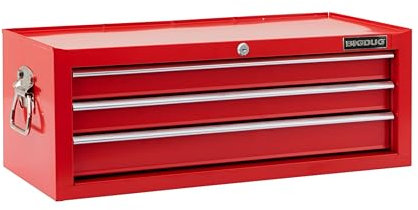 BiGDUG Essentials Tool Chest Mid-Box - 26” 3 Drawer Portable Tool Cabinet - 249H x 672W x 310D mm (Red)