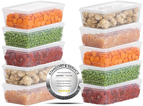 uandu Lot de 10 boîtes de congélation, avec couvercle, boite de rangement cuisine, bocaux rangement cuisine en plastique, sans BPA, 2 l x 10