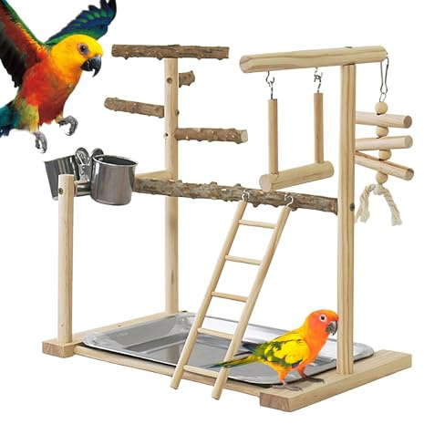 Parco giochi per uccelli | Scala da arrampicata con vassoio e tazze | Giocattoli per uccelli, Palestra, Parco giochi per uccelli, Accessori per gabbia per uccelli