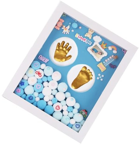 Abaodam Baby Keepsake Box with Acrylic Infant Memory Photo Frame, Newborn Hand and Footprint Kit for Boys and Girls, Golden Colour, Christening Gift Set