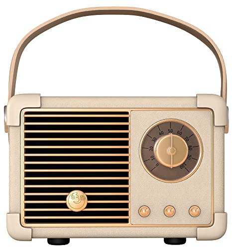 Fsjun Retro Wireless Bluetooth Speaker, Portable Outdoor Speakers,Vintage Decor, Mini Speakers with Powerful Sound, Hands-Free Calls, USB/TF Card/AUX Support (White)