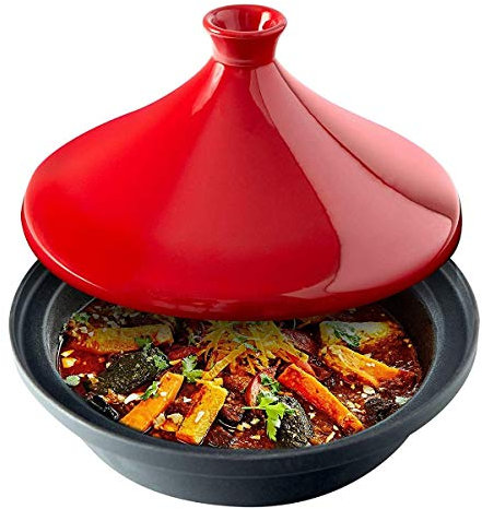 RybdaFDc Schmortopf, Schmortopf, Tajine-Topf, runder Keramik-Tontopf mit Deckel, Multifunktions-Kochgeschirr for Eintopfsuppe, hitzebeständiger Hot Pot-Tontopf(A)