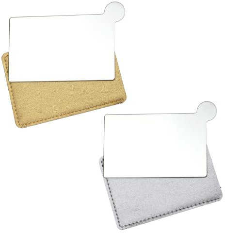 Grevosea 2 Stück Tragbarer Handspiegel Make Up Spiegel Reisespiegel 9.5x6.5cm Moderner Klein Taschenspiegel mit Griff für Geldbörse Handtasche Tasche