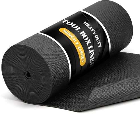 Professional Tool Box Liner 18” x 24 ft, Heavy Duty Tool Box Foam 3mm Thick to Protect Tools and Box, Grid-Line Non Slip Toolbox Drawer Liners Shelf Mat for Workbench, Cabinet, Shelves, Garage (Black)