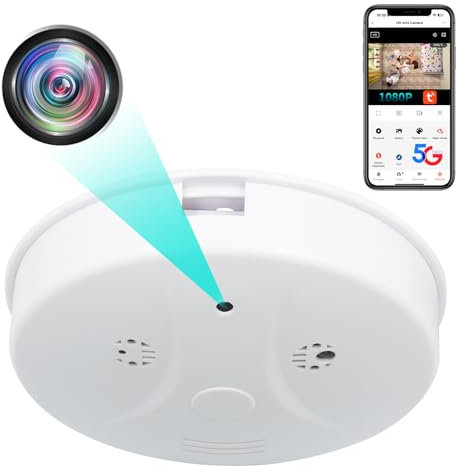 Nisanuki Caméra Espion, 5G WiFi Mini Camera Cachée Détecteur de Fumée, Micro Caméra Espion sans Fil HD 1080P, Camera de Surveillance a Distance Discrete Enregistreur Nocturne Détection de Mouvement