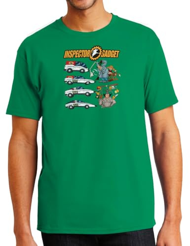 Camisetas EGB Camiseta Adulto/Niño Coche Inspector Gadget - Ochenteras 80´s Retro Comic Tallas Especiales (Verde, L)