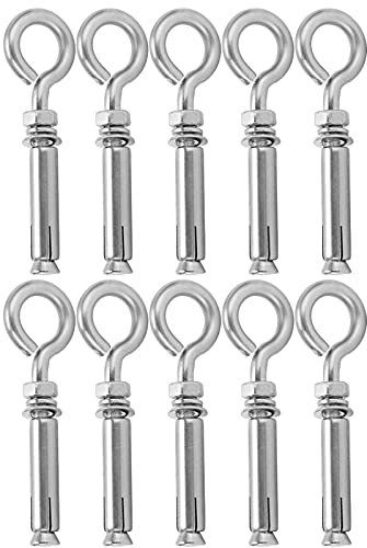 Tornillos de Expansión, 304 Silver de Acero Inoxidable M8X60 Mm, 10 Piezas de Protuberancia Antideslizante para Uso de Concreto de Pared