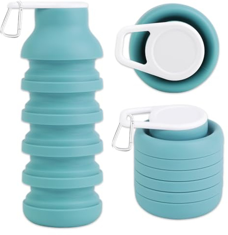 Botella de Agua Plegable PLNVNVP de Silicona de 600 ml, Botella de Agua para Niños y Adultos, Taza de Camping Reutilizable para Senderismo, Deportes y Acampada