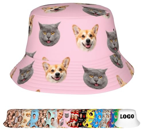 LucBuy Personalisierter Bucket Lustige Cap mit individuellem Foto, Stilvoll Fischerhut als Kopfschmuck Einzigartiges Geschenk für Geburtstage, Feiertage und Besondere Anlässe