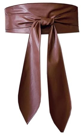 Whakano Damen Gürtel Breit PU Leder Taillengürtel,modisch Bandgürtel Geknoteter Kleidergürtel Frauen Hüftgürtel Wickelgürtel Bund für Kleid Hemden Mantel,Hochzeit Partys,Kostümzubehör,Kaffee