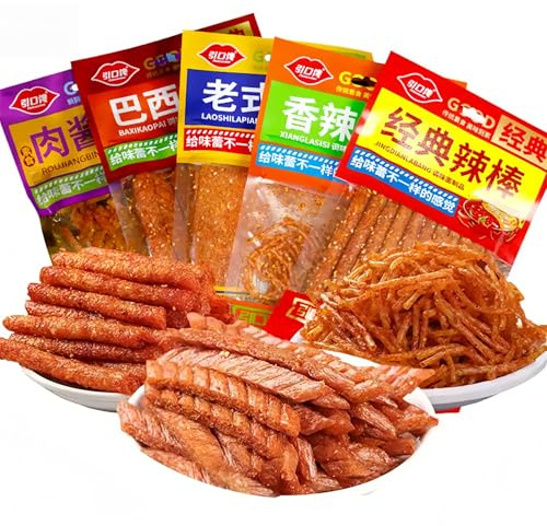 MKSDDF-Latiao 5 X 72 G De Snacks Épicés Au Piment - Latio - Saveur Authentique De Cuisine De Rue Chinoise, Végétalien, Sans Gluten, Protéines Végétales Riches En Fibres (total 360 G)
