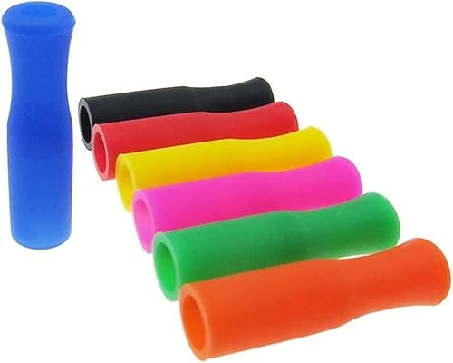 20 puntas de silicona para popote, protectores de dientes reutilizables, tapas de metal para evitar quemaduras, aptas para pajitas de acero inoxidable de 6 mm de ancho, desechables