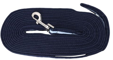 Corda per addestramento cavalli, redini in acciaio inossidabile di alta qualità, in poliestere resistente, per l'addestramento e la conduzione del cavallo, blu navy, 26,2 piedi