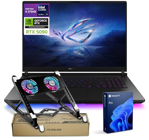 ASUS ROG Strix Scar 18 G835 Intel Ultra 9 275HX NVIDIA RTX 5090 Best Gaming Laptop, 18 ROG Nebula HDR 2.5K 240Hz/3ms, 64GB DDR5 RAM, 2TB SSD, Wi-Fi 7, W11P, Bundle with PCO Laptop Cooler