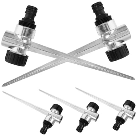 Bases para Aspersores de Césped 2 Piezas Plástico Plata | Conexión Ampliable, Instalación Sencilla, Apto para Parterre E Invernadero