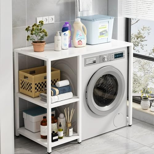Washing Machine Storage Shelf with 3-Tier, Space-Saving Laundry Stand, Washer Dryer Combo Furniture, Multi-Functional Storage Solution for Home