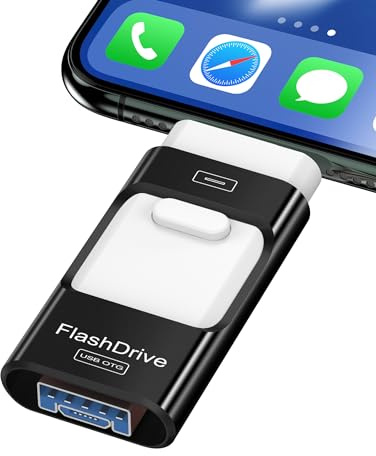 Unidad flash de 512 GB para iPhone Photo Stick, memoria USB de transferencia de alta velocidad, almacenamiento externo de imagen, vídeo, expansión de memoria para iPhone/iPad/PC (negro)
