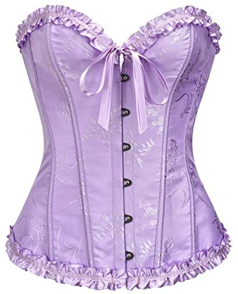 Genérico Bustier Corsé Top para Mujer - Corset Overbust Encaje Cintura Cincher Shapewear Lencería