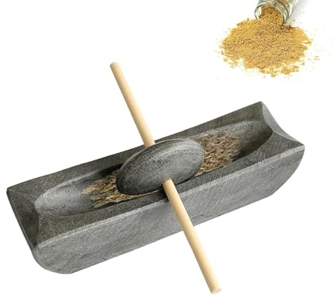 Molinillo de especias, juego de mortero para moler a mano, palo de madera maciza, piedra de estilo antiguo de alta dureza para moler té, pasteles y especias