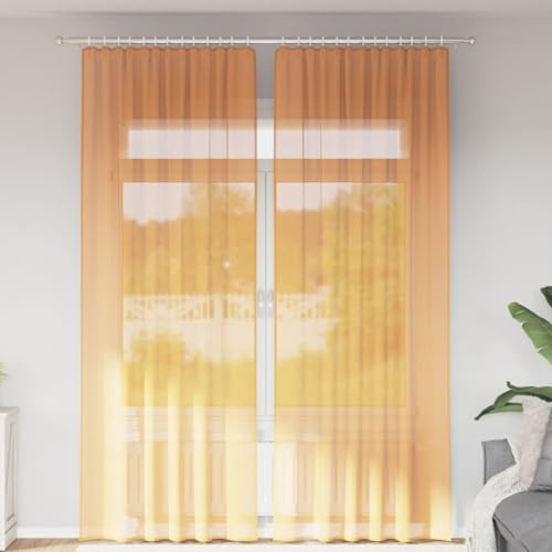 Genérico Cortinas de Gasa con Bolsillos para Varillas 2 uds. Naranja,Decoración,Tratamientos de la Ventana,Cortinas y visillos-4102195
