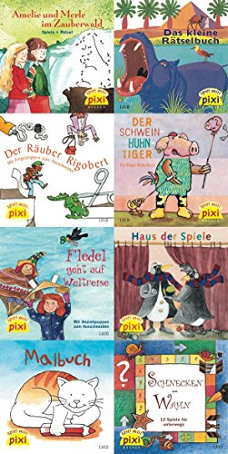 Pixi-Bücher: Pixi-Serie Nr. 148: Spielen, Malen, Raten mit Pixi: Fledel geht auf Weltreise; Amelie und Merle im Zauberwald; Schneckenwahn; Das kleine ... Schwein-Huhn-Tiger; Malbuch; Haus der Spiele