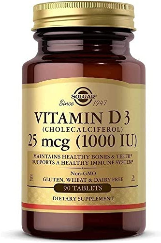 Solgar Vitamin D3 (Cholecalciferol) 1000 IU (25 µg) Tablets - Pack of 90 - Support a Healthy Immune System - Stronger Teeth and Bones - Vegan and Gluten Free