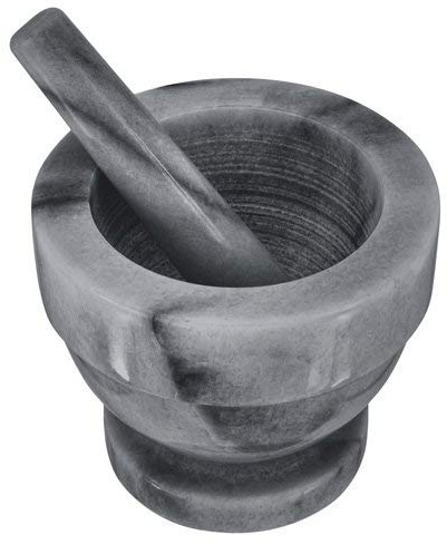 Judge mármol Mortero y pilón, Piedra, Grau/Schwarz, 14 x 14 x 16 cm