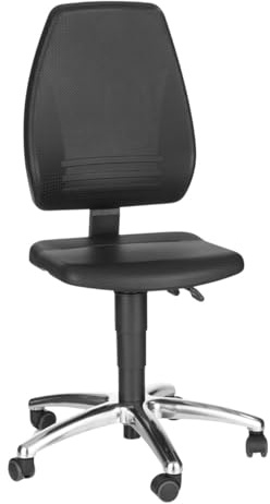 SCHÄFER SHOP Arbeitsstuhl ohne Armlehnen, Bürostuhl höhenverstellbar, mit Rollen, Sitzhöhe 42-62 cm, ergonomisch, Schreibtischstuhl schwarz, Werkstattstuhl, Laborstuhl hoch