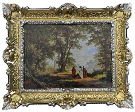 Lnxp Gemälde Jesus Christus Ikonen Heiligenbild mit Rahmen 56x46 cm Religiöse Bilder der Sohn Gottes (Gold-Silber) 50B