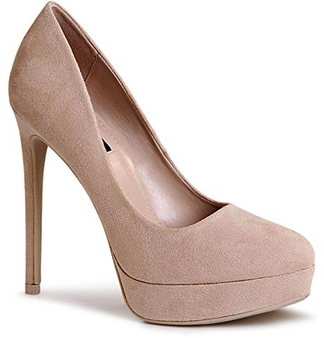 topschuhe24 1799 Damen Plateau Pumps Sky Heels, Farbe:Beige Nude, Größe:36 EU