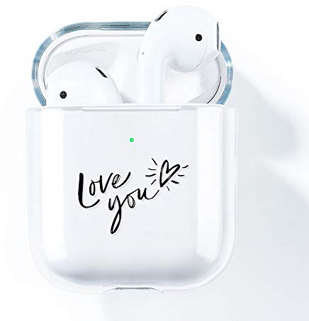 AKABEILA Cover AirPods Silicone Trasparente Cover Custodia Protettiva per AirPods 2 & 1 [LED Frontale Visibile] Carino Modello Protettiva, Ti amo