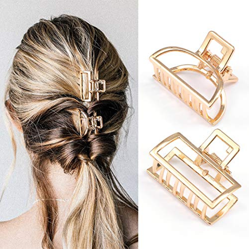 Runmi Haarklammern, goldfarben, Metall, französisches Design, Haarschmuck für Damen und Mädchen, 2 Stück