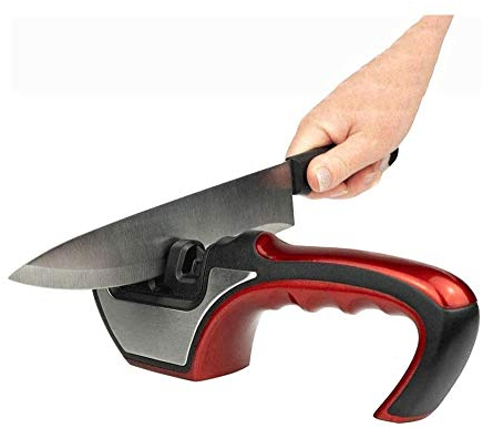 SMSOM Cuchillo y Tijera Cocina Profesional 4 en 1 Herramienta de Afilado de Cuchillas, del Chef Mejor opción Lentes de Contacto, Diamante del Acero de tungsteno de cerámica Fácil Manual Sacapuntas