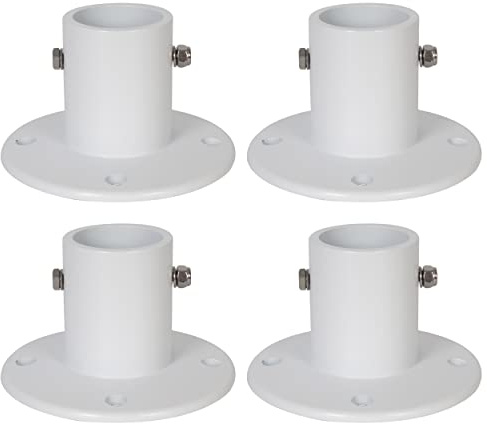 HECASA Deck Anchor Flange Cast Above Ground Pool Ladders Handrails or Slide - 1 7/8” Inch Diameter of 1.9 Aluminum White (4PC)