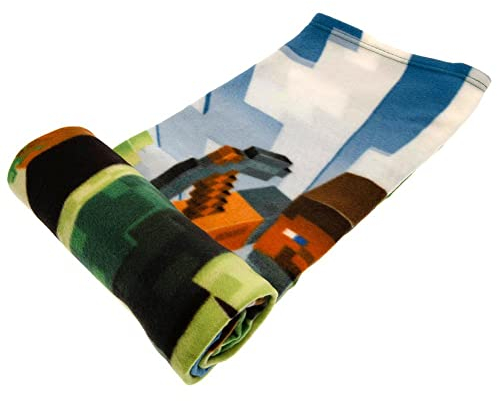 Minecraft Steve - Coperta in pile per bambini, 100 x 150 cm