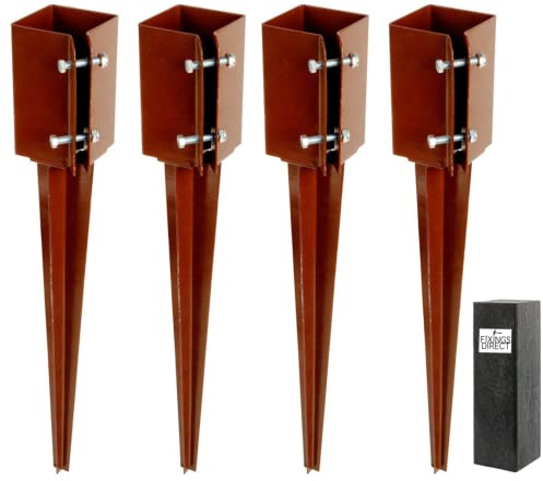 [FIXINGS DIRECT®] 100mm (4) Industrial Fence Post Spike Support 750mm Long Drive Down Post Spike Kit (Includes Free Driving Tool) (4)