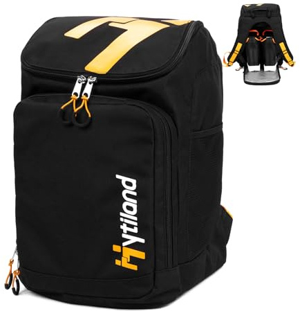 Hytiland Ski Boot Bag, 32L Ski and Snowboard Boot Travel Backpack, Boots Bag for Ski Helmet Goggles Snowsuits of Women and Youth,D Black