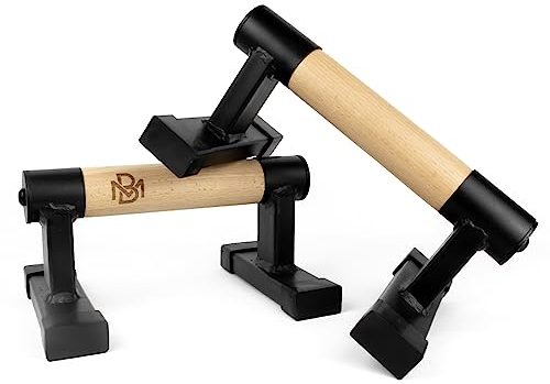 Müller & Blum Parallettes Holz, rutschfeste Liegestützgriffe, Premium Calisthenics Equipment für Indoor & Outdoor, gelenkschonende Push Up Bar Krafttraining, belastbare Handstand Griffe, Liegestütze