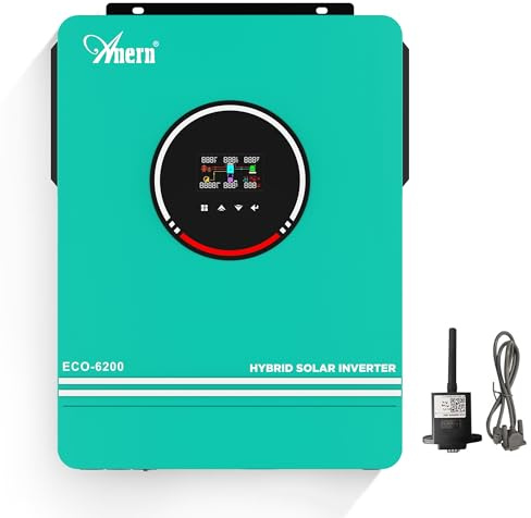 Anern 6200W Hybrid Wechselrichter Solar 48Vdc zu AC 230V mit 2 AC-Ausgang PV 60-500VDC Off Grid Reine Sinus Welle Solar Wechselrichter 120A MPPT Für Bleisäure- und Lithium-Batterien mit WiFi-Modul